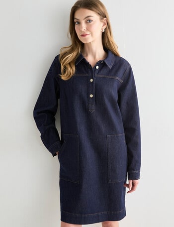 Denim Republic Patch Pocket Dress, Rinse product photo