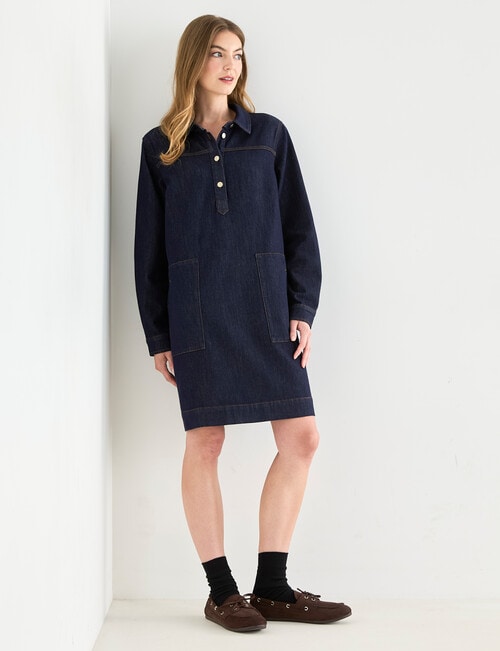 Denim Republic Patch Pocket Dress, Rinse product photo View 03 L