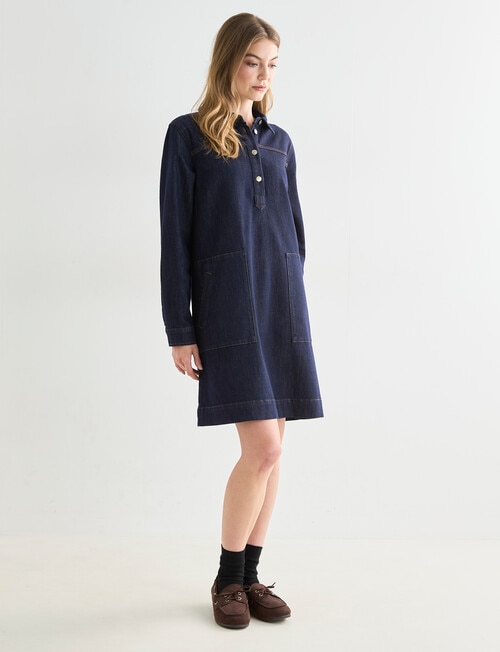 Denim Republic Patch Pocket Dress, Rinse product photo View 05 L