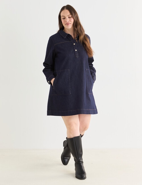 Denim Republic Patch Pocket Dress, Rinse product photo View 13 L