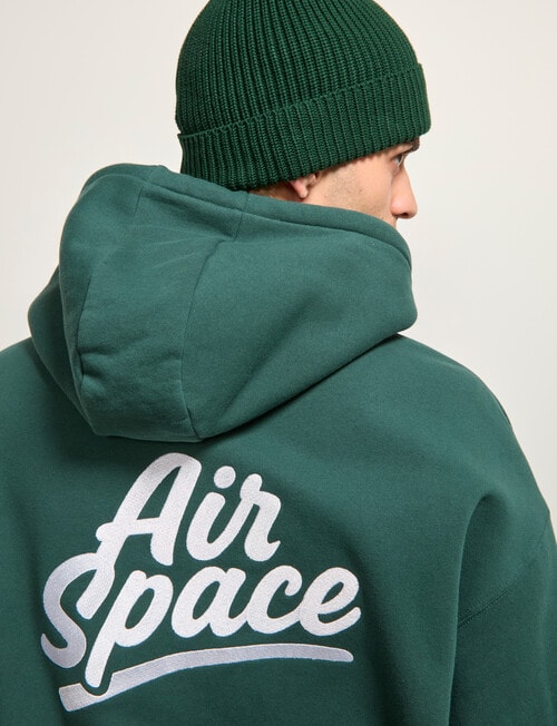 AIR SPACE Oversize Embroidered Hoodie, Green product photo
