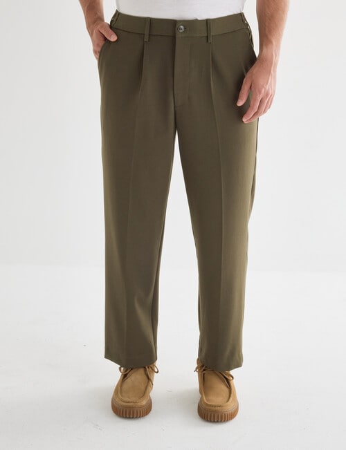 Gasoline Elastic Waist Pleated Pant, Khaki product photo