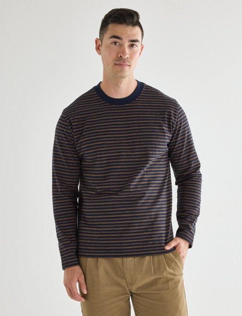 Gasoline Cotton Long Sleeve Tee, Navy product photo