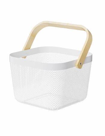 Haven Essentials Store Square Mesh Basket, 24cm, White product photo