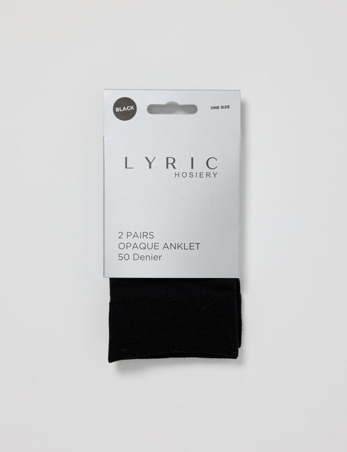 Lyric Opaque Anklet Tight, 50 Denier, 2-Pack, Black product photo View 02 L