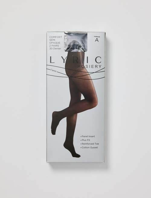 Lyric Comfort Top Semi Opaque Tights, 2-Pack, Black product photo View 02 L