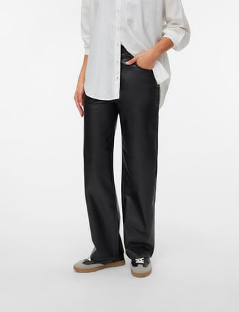 Vero Moda Tessa Wide PU Pants, Black product photo