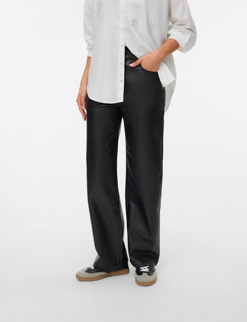 Vero Moda Tessa Wide PU Pants, Black product photo