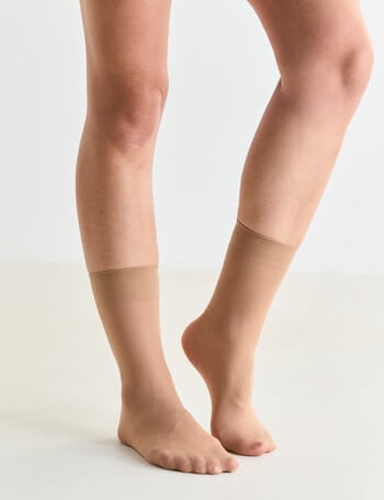 Lyric Opaque Anklet Tight, 50 Denier, 2-Pack, Sand product photo