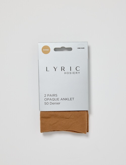 Lyric Opaque Anklet Tight, 50 Denier, 2-Pack, Sand product photo View 02 L