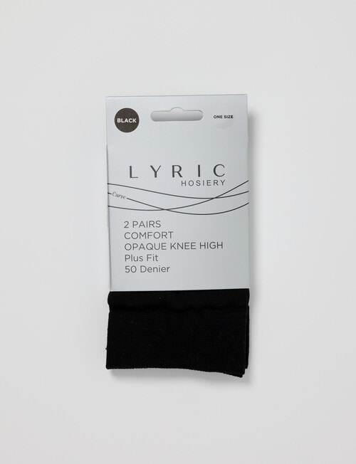Lyric Comfort Opaque Knee-High Tight, 50 Denier, 2-Pack, Black product photo