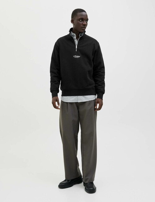Jack & Jones Quarter Zip Sweatshirt, Black product photo View 06 L