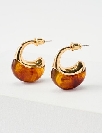 Whistle Resin Teardrop Earrings, Dark Brown product photo