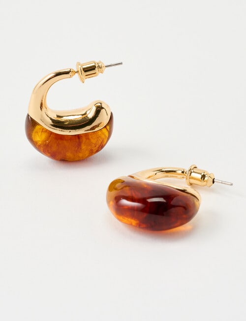 Whistle Resin Teardrop Earrings, Dark Brown product photo View 02 L