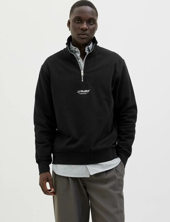 Jack & Jones Quarter Zip Sweatshirt, Black product photo