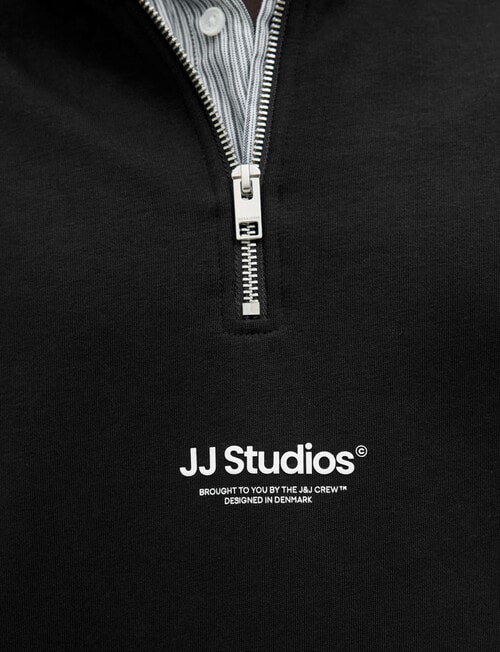 Jack & Jones Quarter Zip Sweatshirt, Black product photo View 03 L