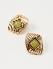 Whistle Vintage Earrings, Antique Gold & Green product photo