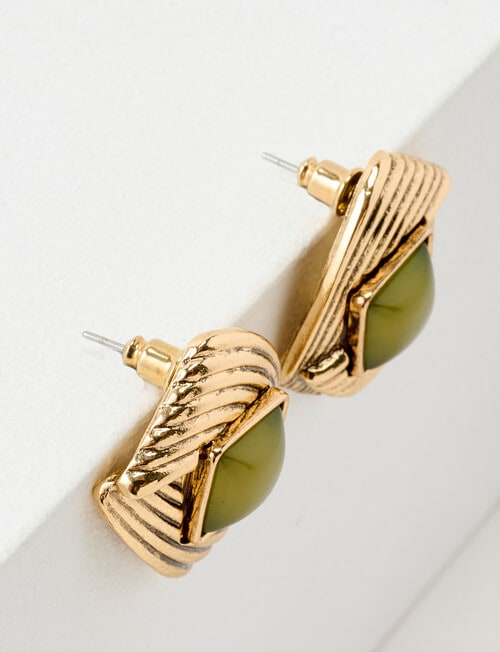 Whistle Vintage Earrings, Antique Gold & Green product photo View 02 L