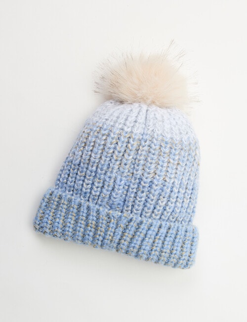 Boston + Bailey Metallic Pompom Beanie, Blue product photo