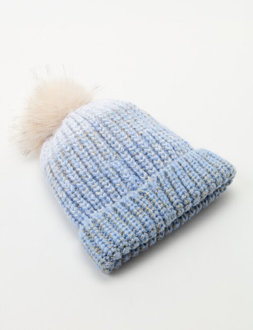 Boston + Bailey Metallic Pompom Beanie, Blue product photo View 02 L