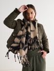 Boston + Bailey Floral Print Tassel Scarf, Black & Mocha product photo