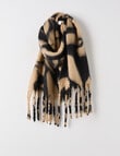 Boston + Bailey Floral Print Tassel Scarf, Black & Mocha product photo View 02 S