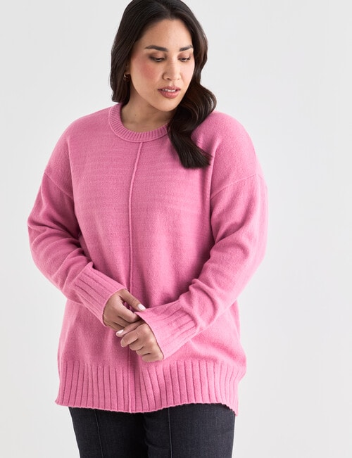 Studio Curve Seam Detail Jumper, Rose Pink product photo View 05 L