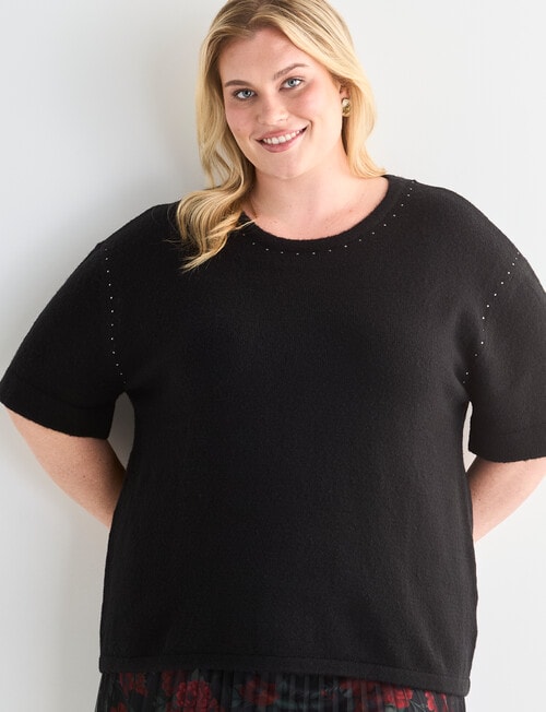 Studio Curve Studded Jumper, Black product photo