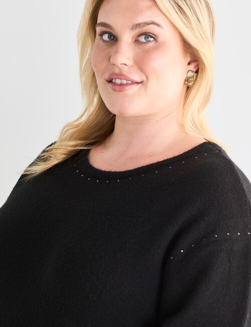 Studio Curve Studded Jumper, Black product photo View 04 L