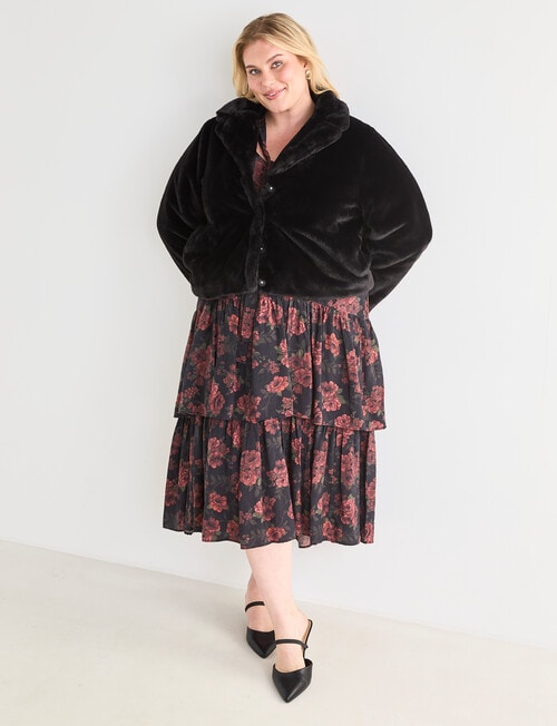 Studio Curve Faux Fur Jacket, Black product photo View 06 L