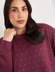 Studio Curve Studded Sweatshirt, Damson product photo