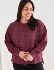 Studio Curve Studded Sweatshirt, Damson product photo View 05 S