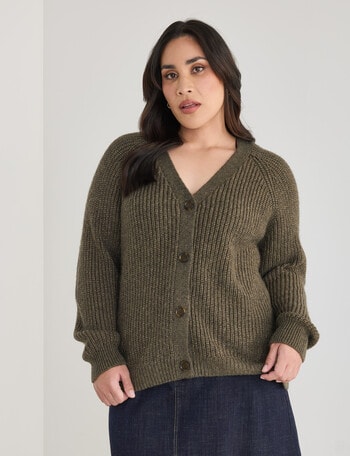 Studio Curve Metallic Cardi, Olive product photo