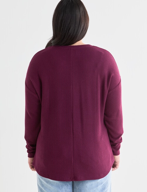 Studio Curve Supersoft Brushed Eyelet Crew Top, Cranberry product photo View 02 L