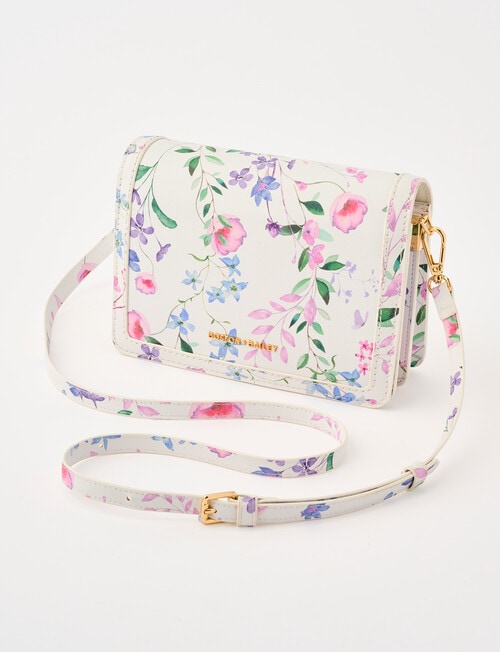Boston + Bailey Floral Printed Crossbody Bag, White Floral product photo View 03 L