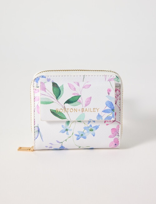 Boston + Bailey Small Wallet with Coin Pocket, White Floral product photo View 02 L