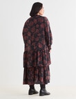Studio Curve V-Tie Neck Dress, Rose Print product photo View 02 S