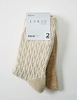 Lyric Ultra Soft Crew Sock, 2-Pack, Stone product photo View 02 S