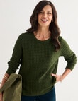 Ella J Basketweave Textured Knit Jumper, Pine product photo