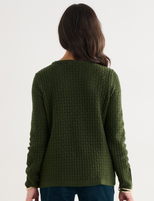 Ella J Basketweave Textured Knit Jumper, Pine product photo View 02 L