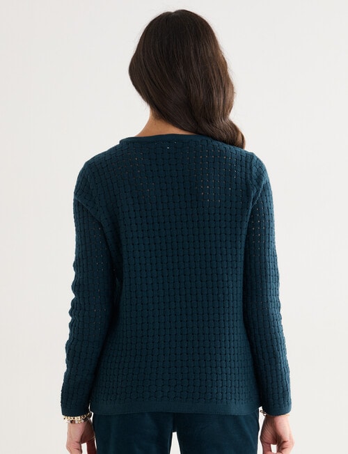 Ella J Basketweave Textured Knit Jumper, Petrel product photo View 02 L