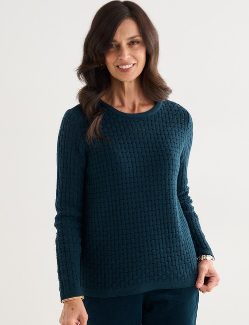 Ella J Basketweave Textured Knit Jumper, Petrel product photo View 05 L
