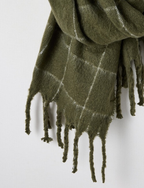 Boston + Bailey Check Tassel Scarf, Olive Marle & Ivory product photo View 03 L
