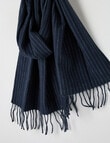 Boston + Bailey Brushed Pinstripe Tassel Scarf, Navy & Ivory product photo View 02 S