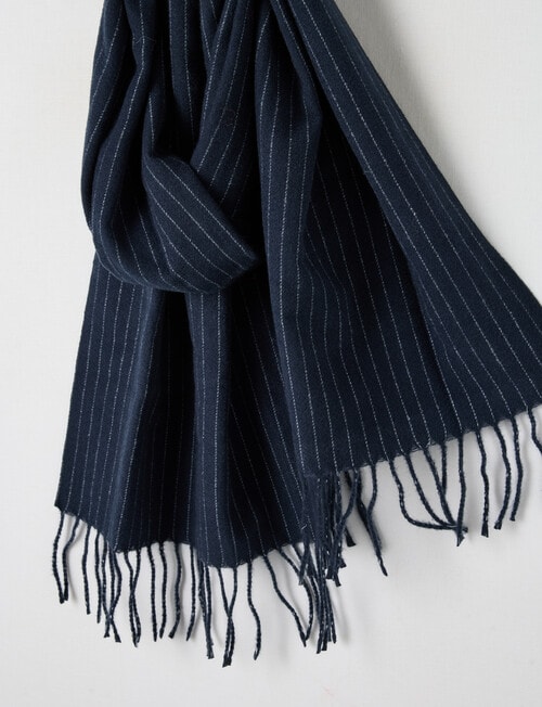 Boston + Bailey Brushed Pinstripe Tassel Scarf, Navy & Ivory product photo View 02 L
