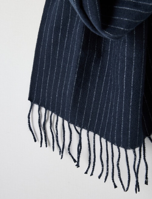 Boston + Bailey Brushed Pinstripe Tassel Scarf, Navy & Ivory product photo View 03 L