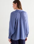 Jigsaw Sawyer Gather Neck Shirt, Smoke Blue Check product photo View 02 S