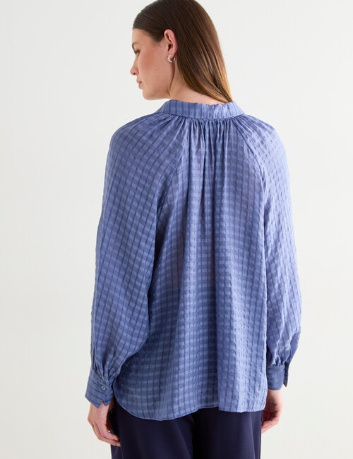Jigsaw Sawyer Gather Neck Shirt, Smoke Blue Check product photo View 02 L