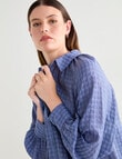 Jigsaw Sawyer Gather Neck Shirt, Smoke Blue Check product photo View 04 S