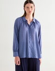 Jigsaw Sawyer Gather Neck Shirt, Smoke Blue Check product photo View 05 S